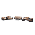 Soffa lliw melyn rattan sylfaen alwminiwm 6pcs